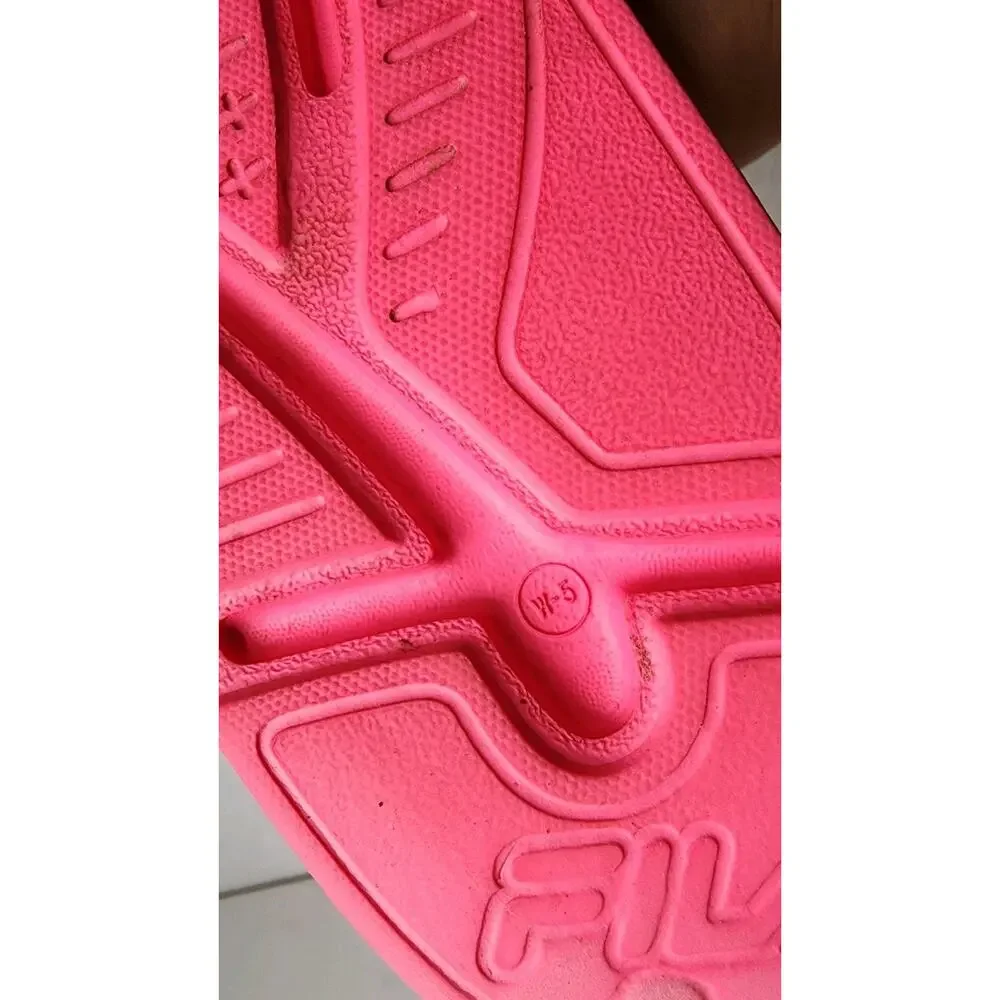FILA Slides Sandals Shoes Size W 5 Beach Shower Pink/White Slip On Lounge Wear